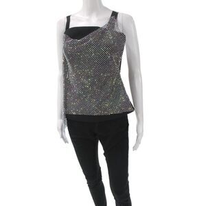 Safiyaa Womens Black Silk Designer Sleeveless Tank Zip Size 2